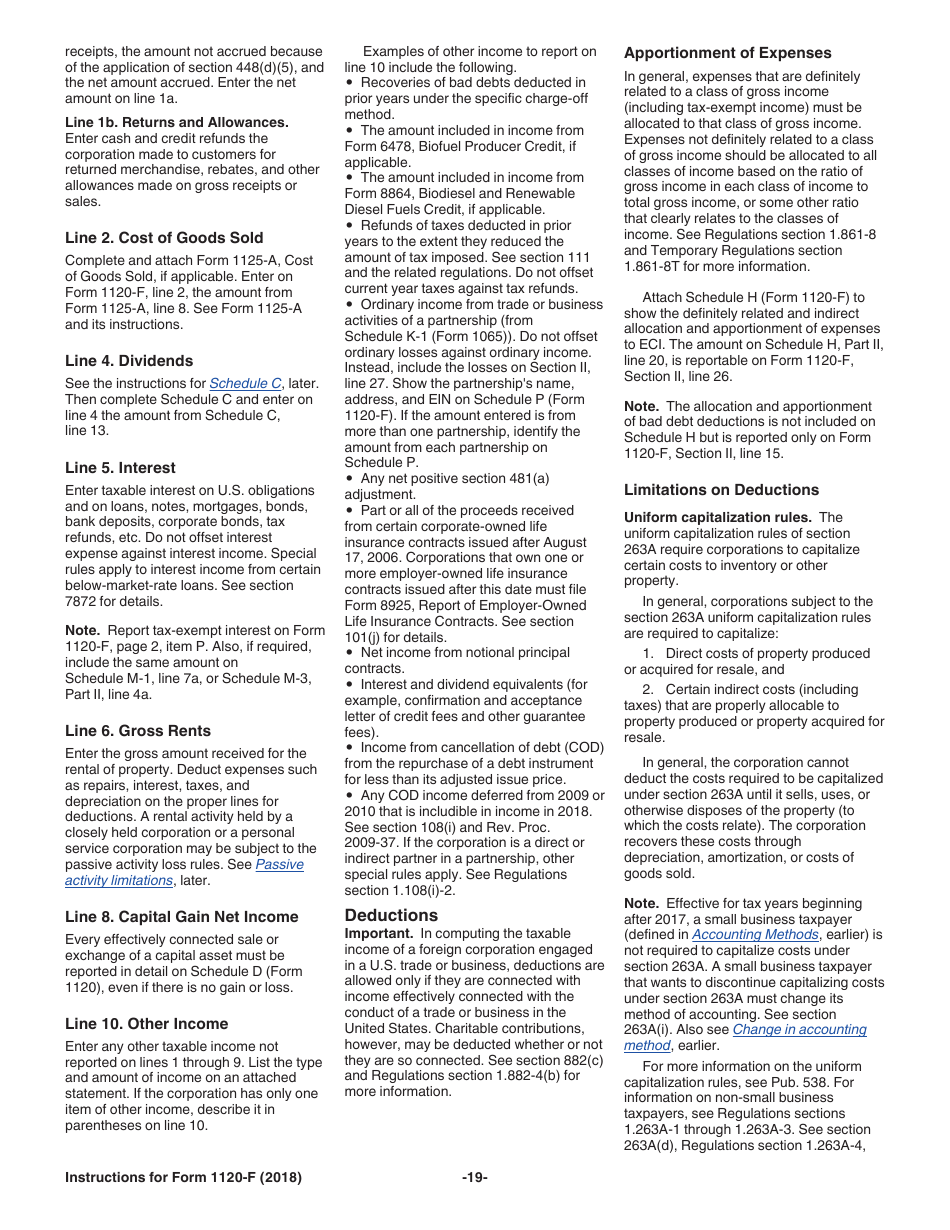 Instructions for IRS Form 1120-F U.S. Income Tax Return of a Foreign Corporation, Page 19
