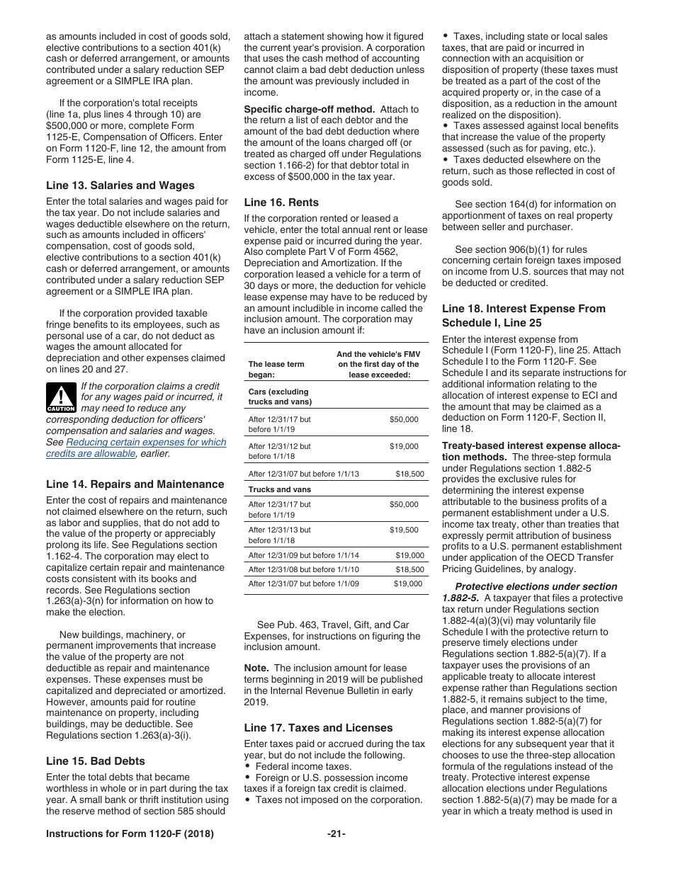 Instructions for IRS Form 1120-F U.S. Income Tax Return of a Foreign Corporation, Page 21