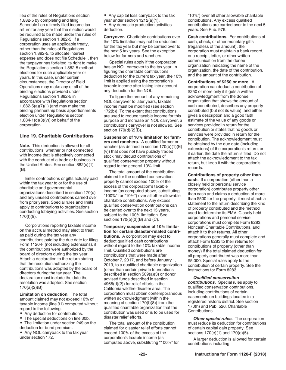 Instructions for IRS Form 1120-F U.S. Income Tax Return of a Foreign Corporation, Page 22