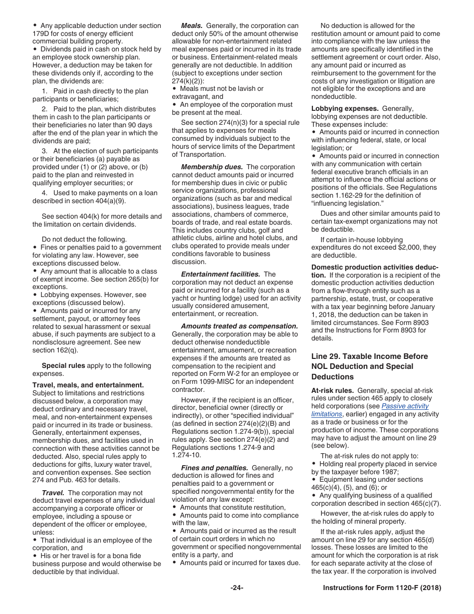 Instructions for IRS Form 1120-F U.S. Income Tax Return of a Foreign Corporation, Page 24