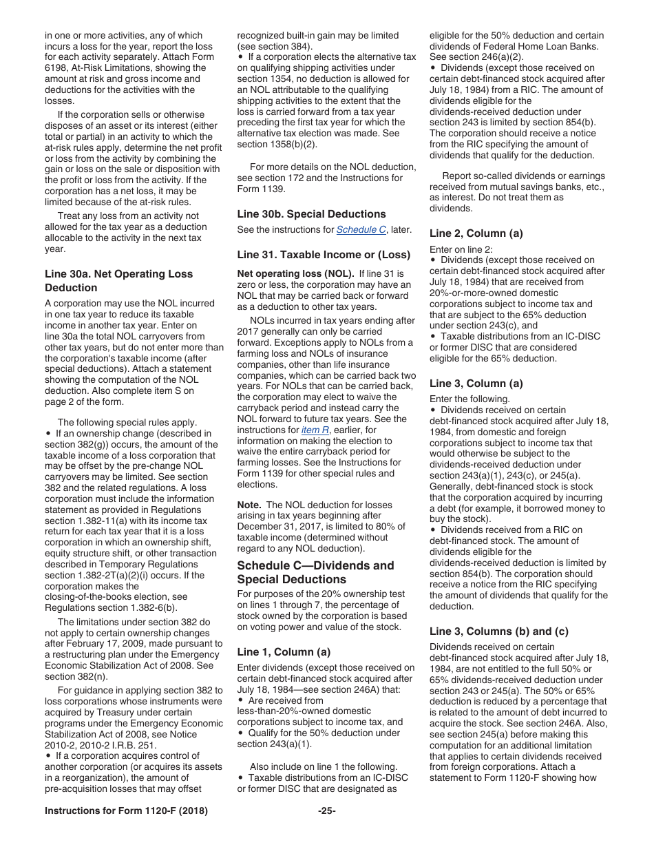Instructions for IRS Form 1120-F U.S. Income Tax Return of a Foreign Corporation, Page 25