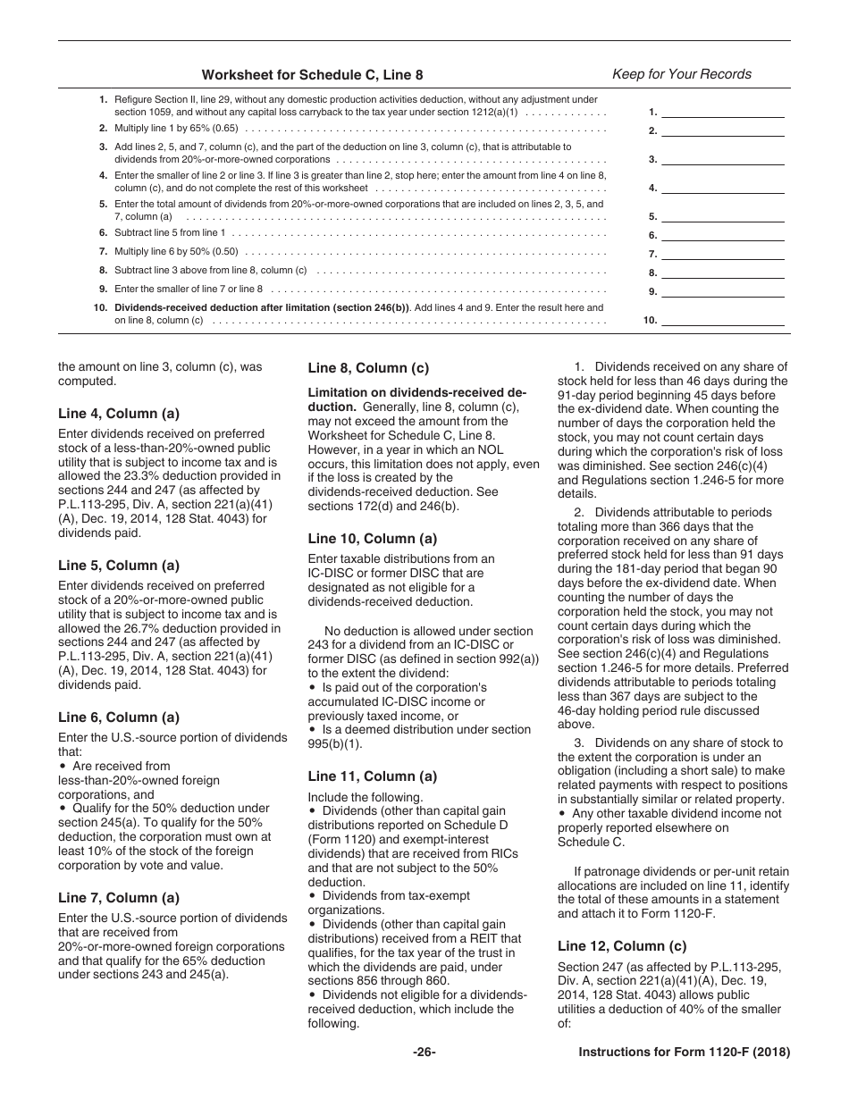 Instructions for IRS Form 1120-F U.S. Income Tax Return of a Foreign Corporation, Page 26
