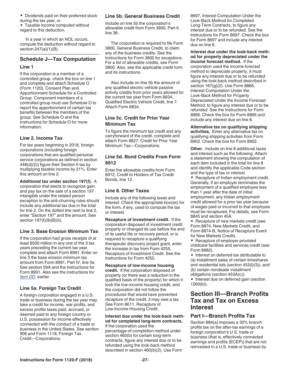 Instructions for IRS Form 1120-F U.S. Income Tax Return of a Foreign Corporation, Page 27