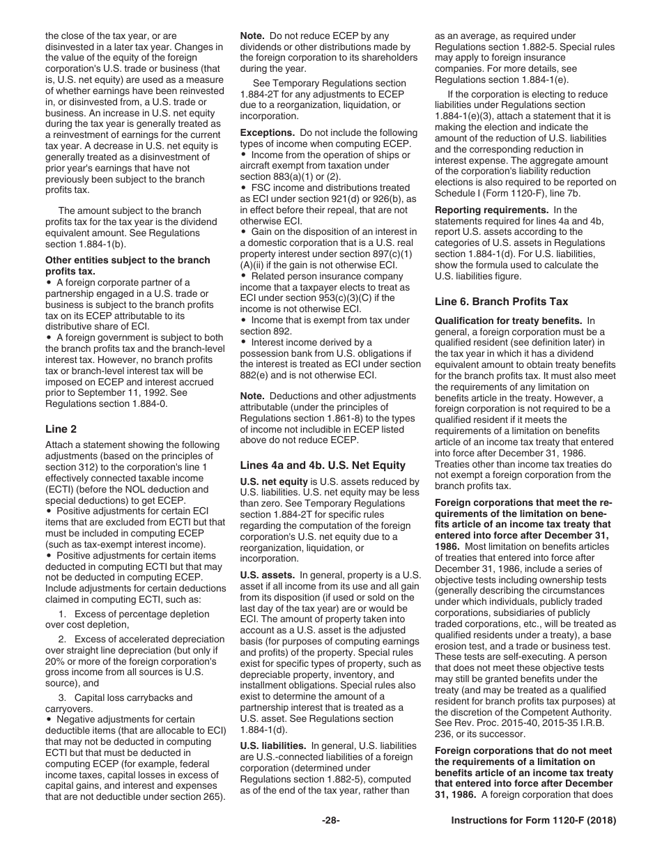 Instructions for IRS Form 1120-F U.S. Income Tax Return of a Foreign Corporation, Page 28