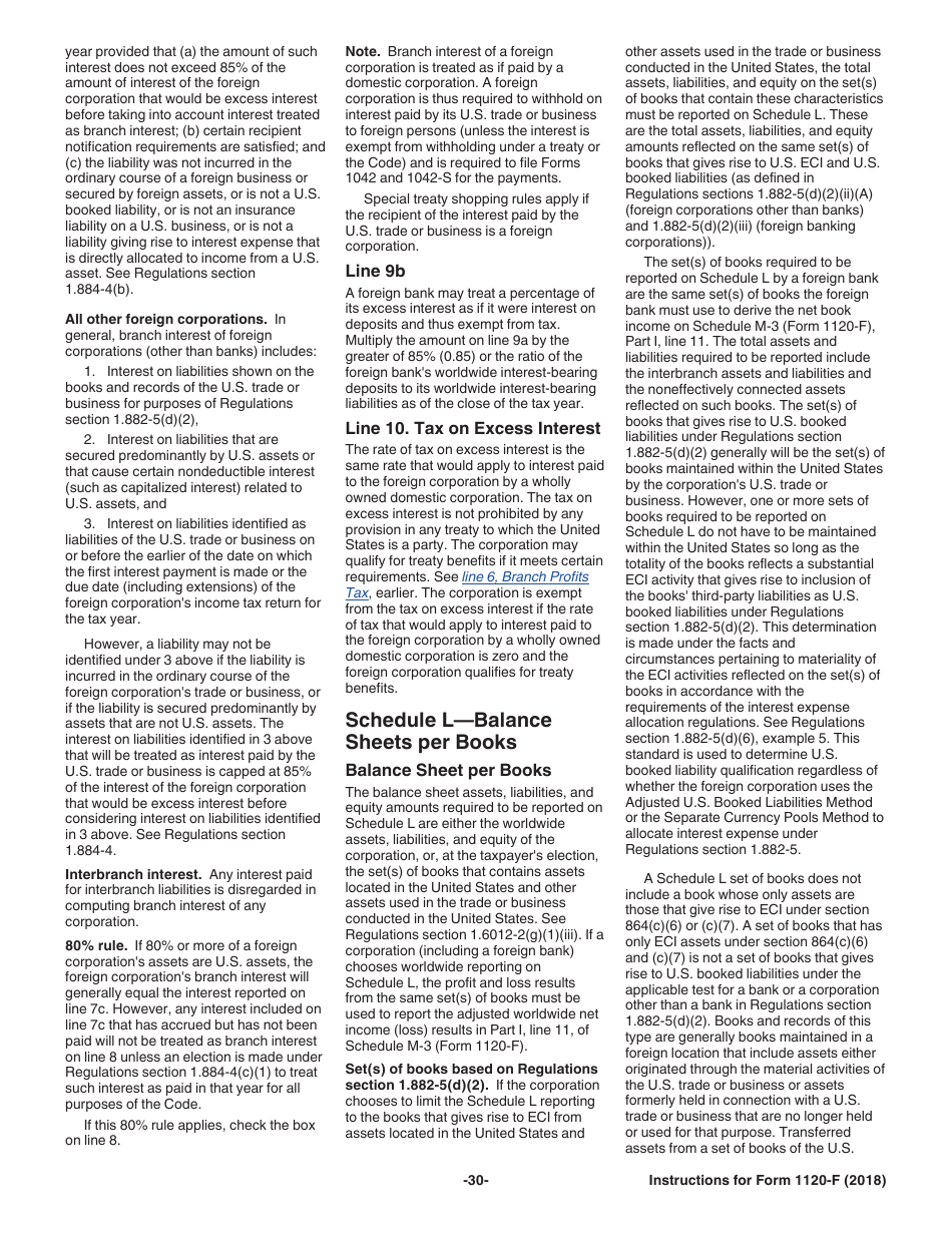 Instructions for IRS Form 1120-F U.S. Income Tax Return of a Foreign Corporation, Page 30