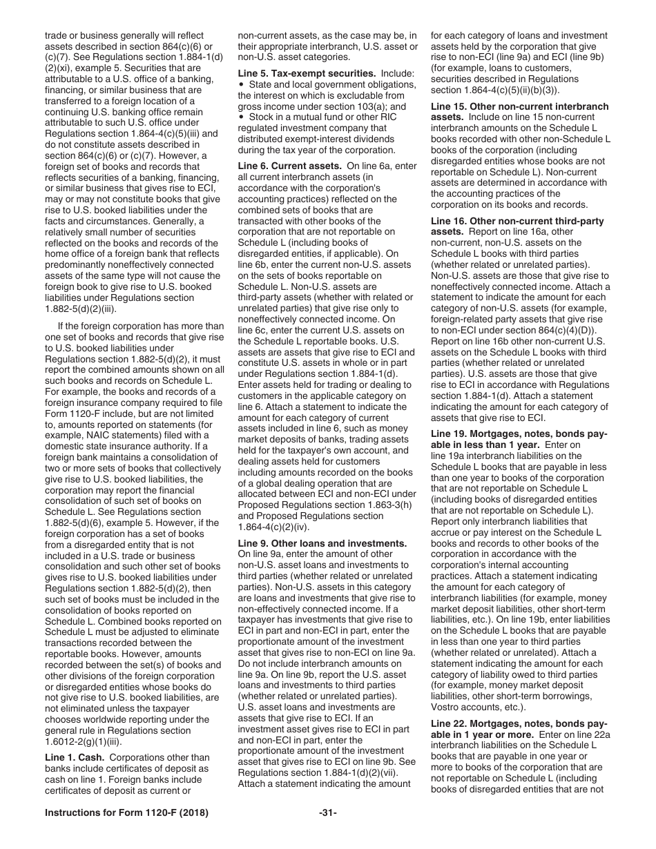 Instructions for IRS Form 1120-F U.S. Income Tax Return of a Foreign Corporation, Page 31