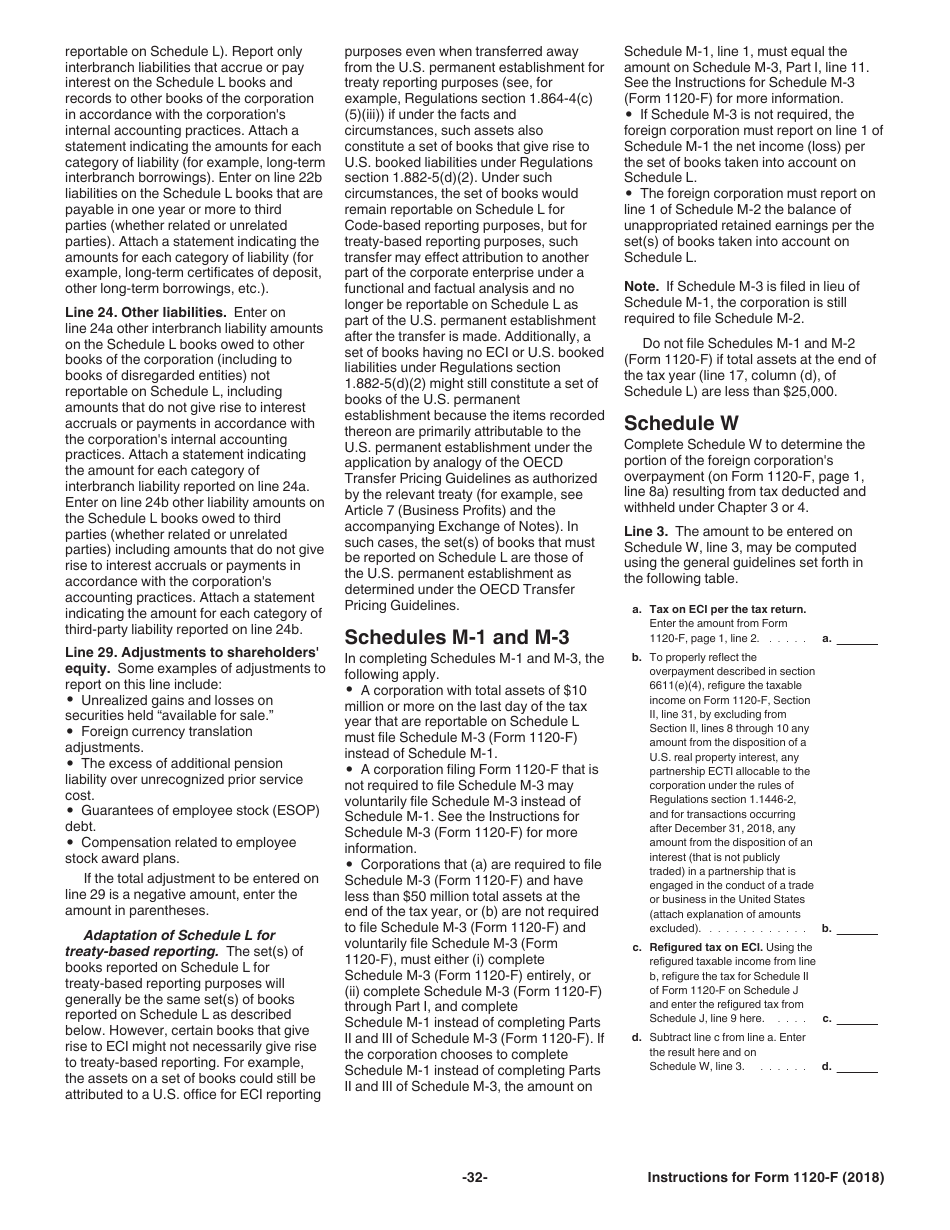 Instructions for IRS Form 1120-F U.S. Income Tax Return of a Foreign Corporation, Page 32