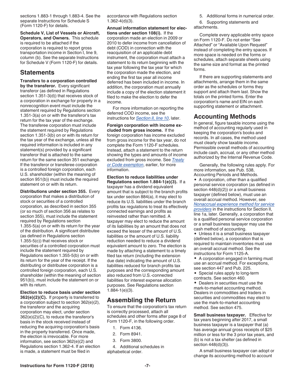 Instructions for IRS Form 1120-F U.S. Income Tax Return of a Foreign Corporation, Page 7