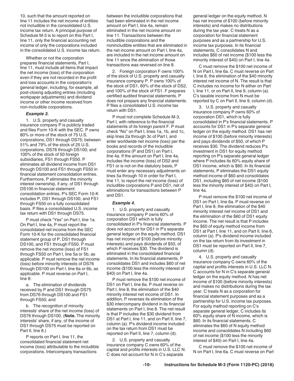 Instructions for IRS Form 1120-PC Schedule M-3 Net Income (Loss) Reconciliation for U.S. Property and Casualty Insurance Companies With Total Assets of $10 Million or More, Page 10