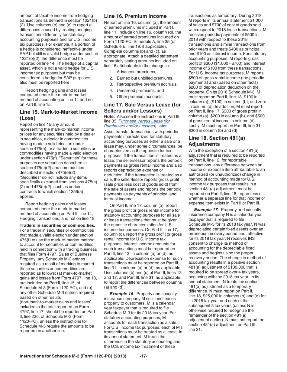 Instructions for IRS Form 1120-PC Schedule M-3 Net Income (Loss) Reconciliation for U.S. Property and Casualty Insurance Companies With Total Assets of $10 Million or More, Page 17