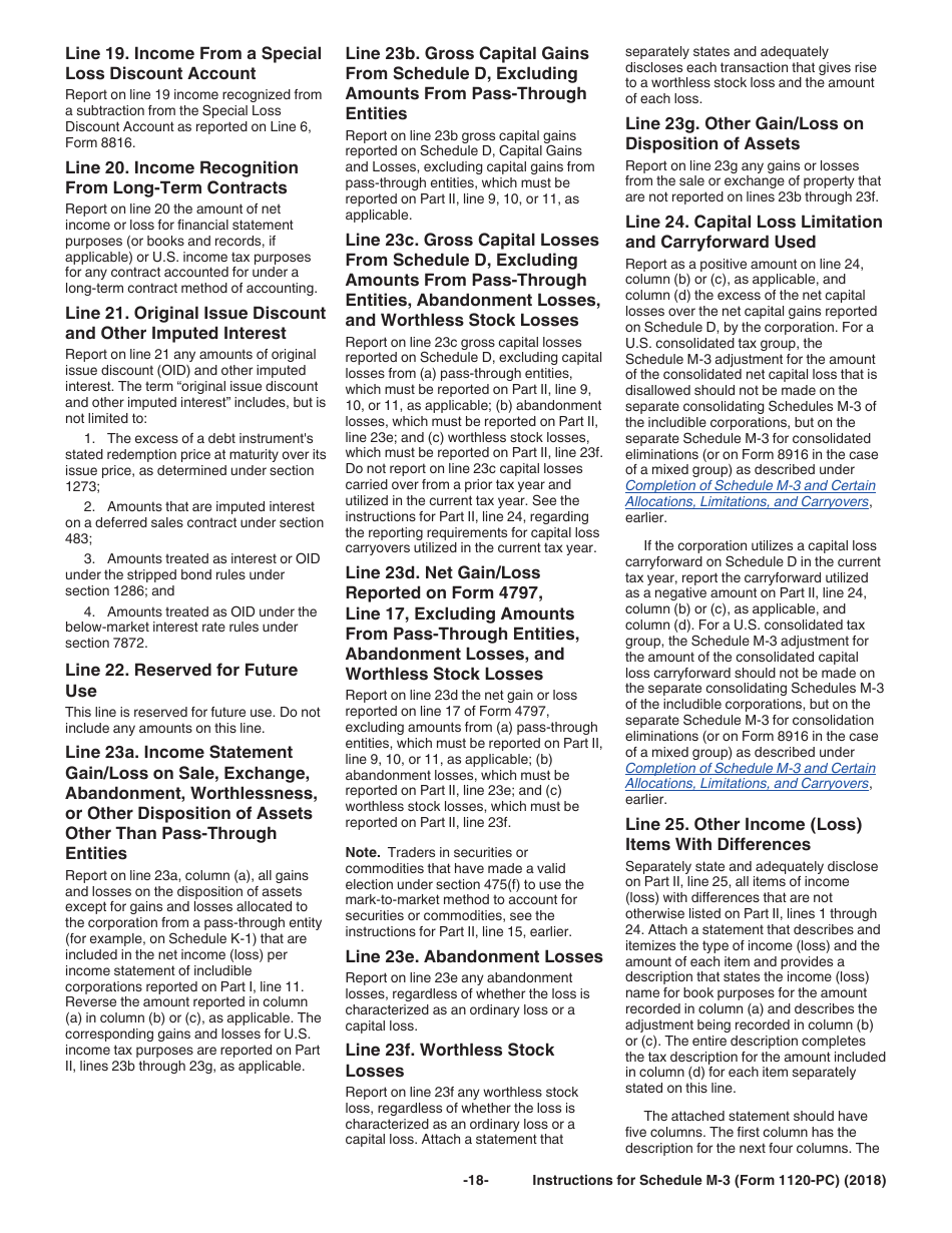 Instructions for IRS Form 1120-PC Schedule M-3 Net Income (Loss) Reconciliation for U.S. Property and Casualty Insurance Companies With Total Assets of $10 Million or More, Page 18