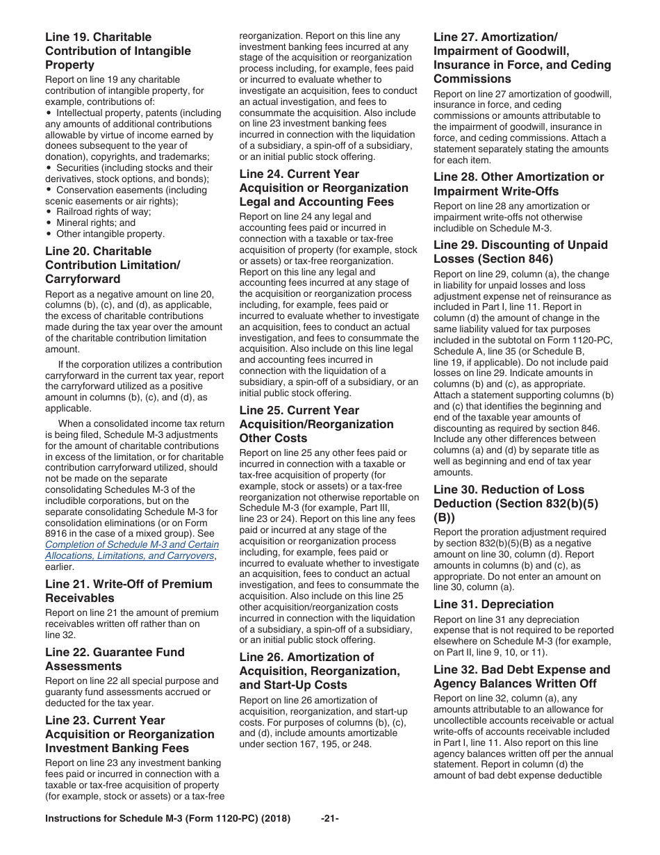 Instructions for IRS Form 1120-PC Schedule M-3 Net Income (Loss) Reconciliation for U.S. Property and Casualty Insurance Companies With Total Assets of $10 Million or More, Page 21
