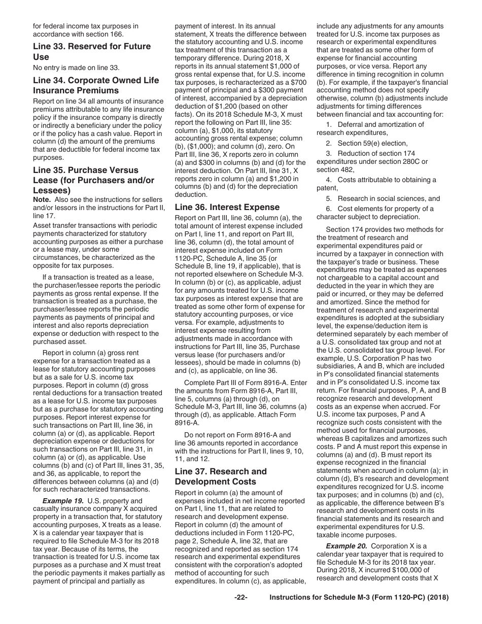 Instructions for IRS Form 1120-PC Schedule M-3 Net Income (Loss) Reconciliation for U.S. Property and Casualty Insurance Companies With Total Assets of $10 Million or More, Page 22