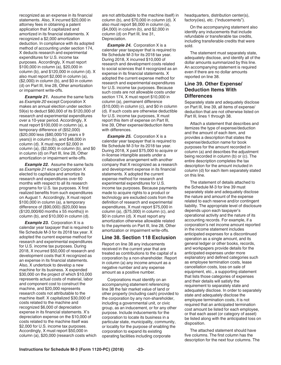 Instructions for IRS Form 1120-PC Schedule M-3 Net Income (Loss) Reconciliation for U.S. Property and Casualty Insurance Companies With Total Assets of $10 Million or More, Page 23