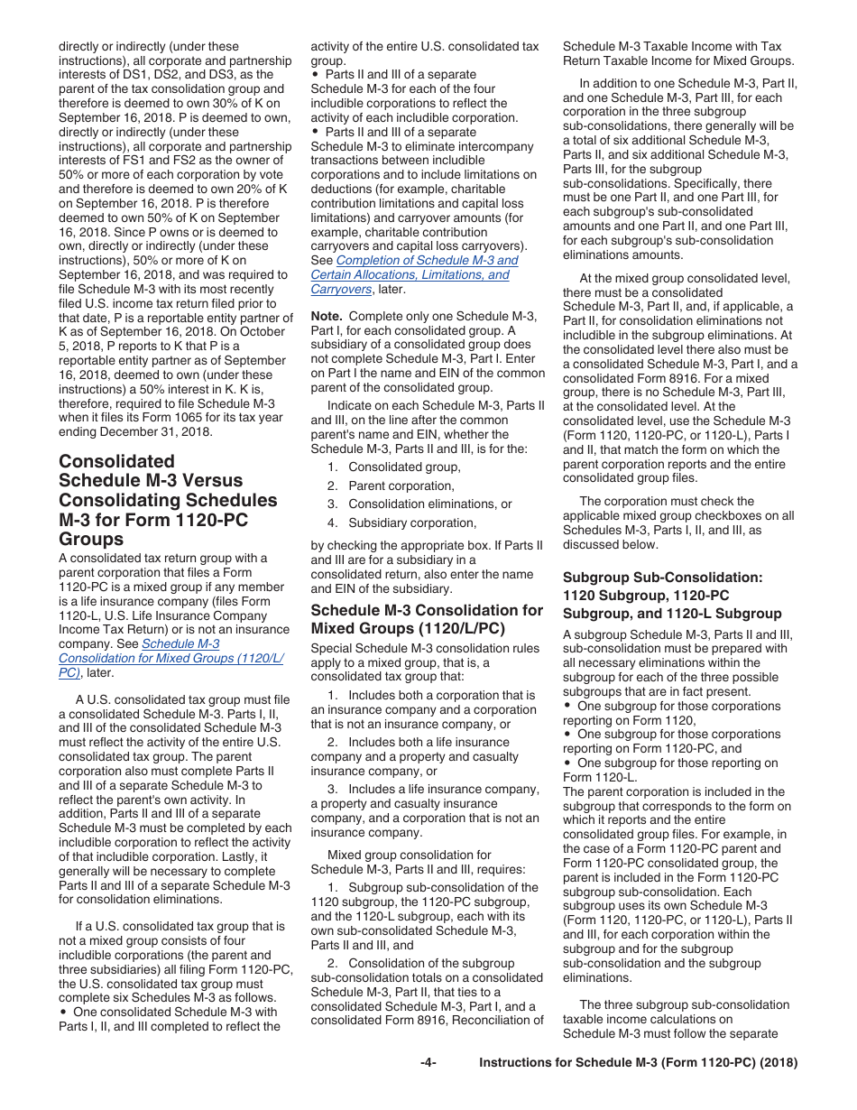 Instructions for IRS Form 1120-PC Schedule M-3 Net Income (Loss) Reconciliation for U.S. Property and Casualty Insurance Companies With Total Assets of $10 Million or More, Page 4