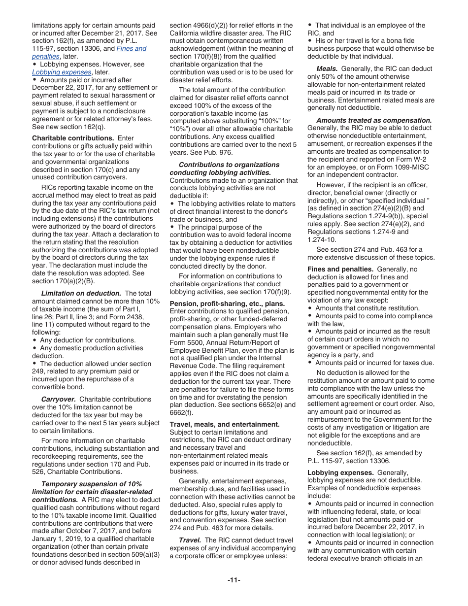 Instructions for IRS Form 1120-RIC U.S. Income Tax Return for Regulated Investment Companies, Page 11