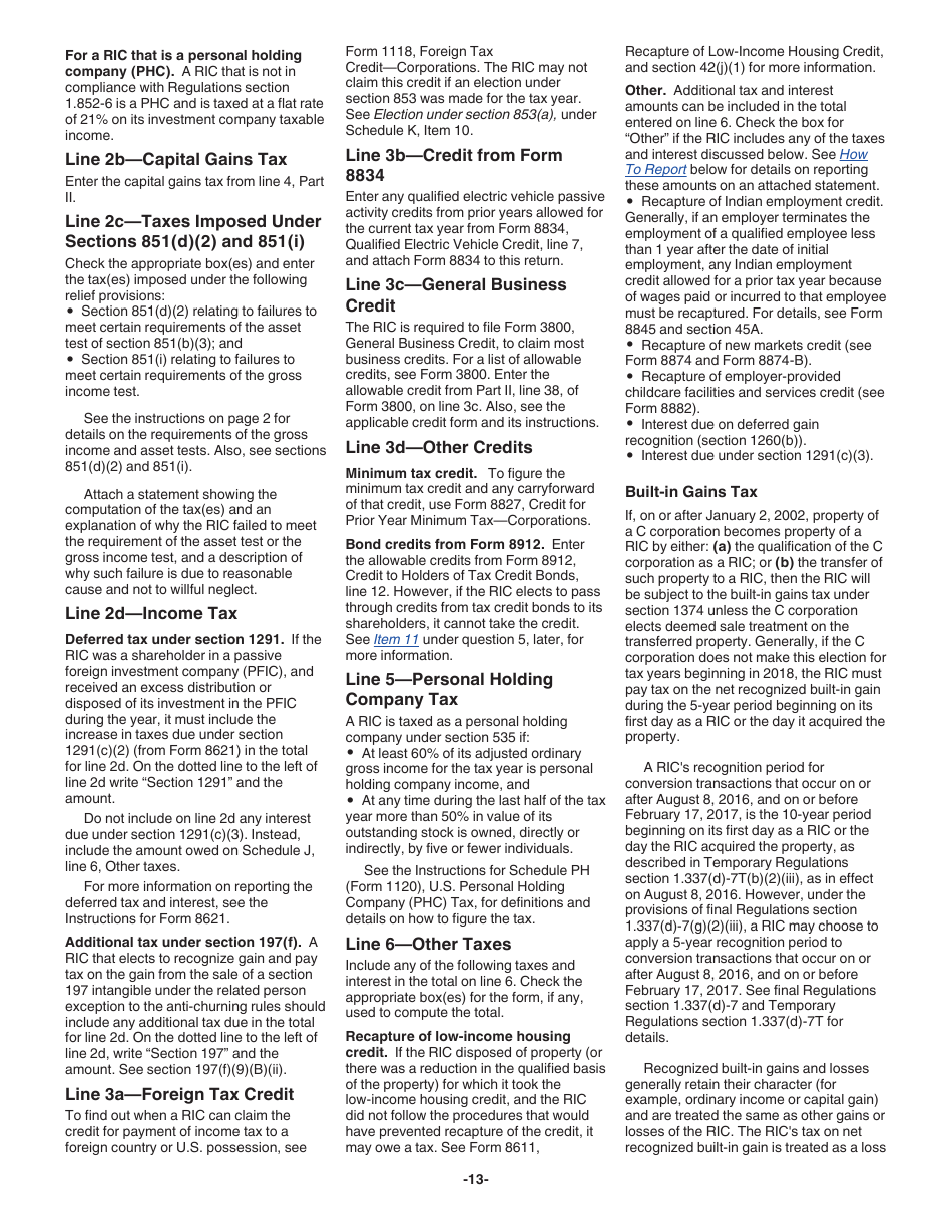 Instructions for IRS Form 1120-RIC U.S. Income Tax Return for Regulated Investment Companies, Page 13