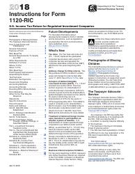 Instructions for IRS Form 1120-RIC U.S. Income Tax Return for Regulated Investment Companies