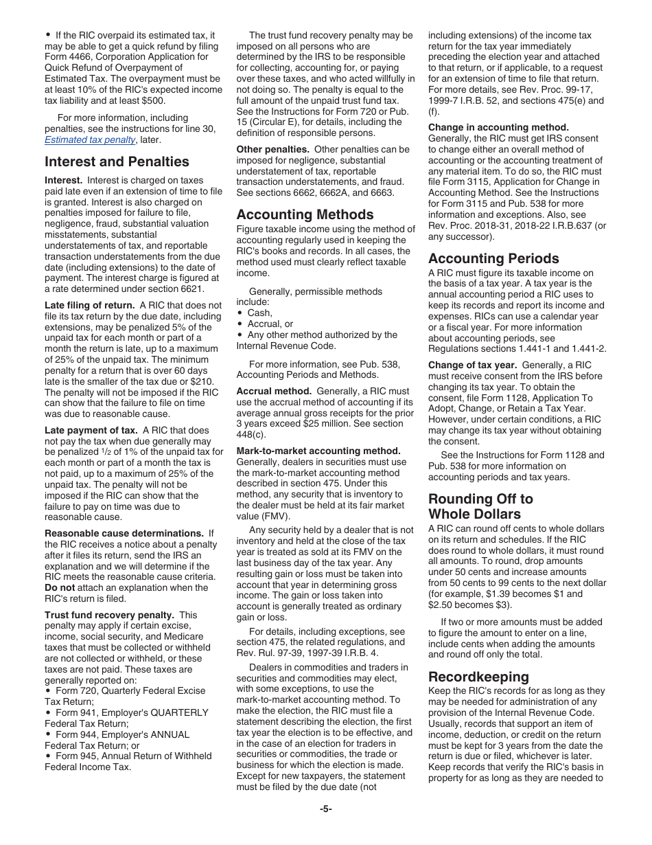 Instructions for IRS Form 1120-RIC U.S. Income Tax Return for Regulated Investment Companies, Page 5