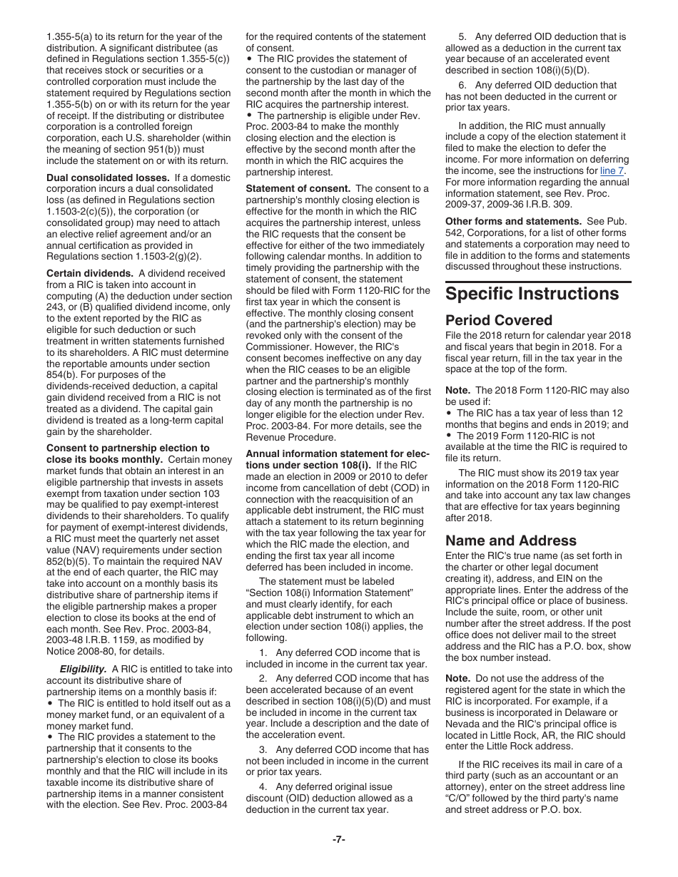 Instructions for IRS Form 1120-RIC U.S. Income Tax Return for Regulated Investment Companies, Page 7