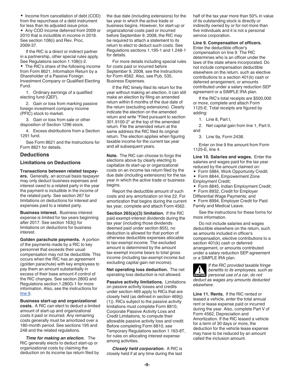 Instructions for IRS Form 1120-RIC U.S. Income Tax Return for Regulated Investment Companies, Page 9