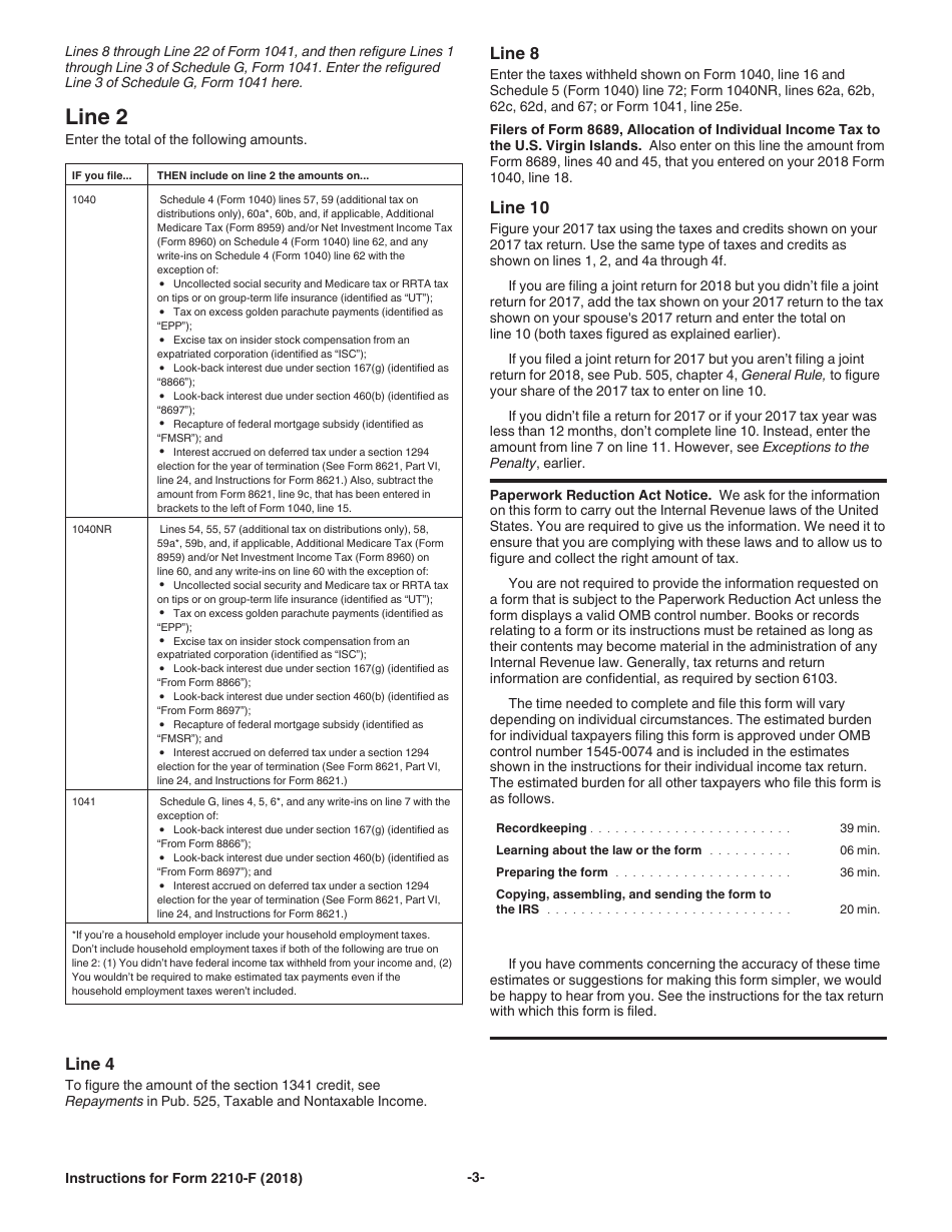 Instructions for IRS Form 2210-F Underpayment of Estimated Tax by Farmers and Fishermen, Page 3