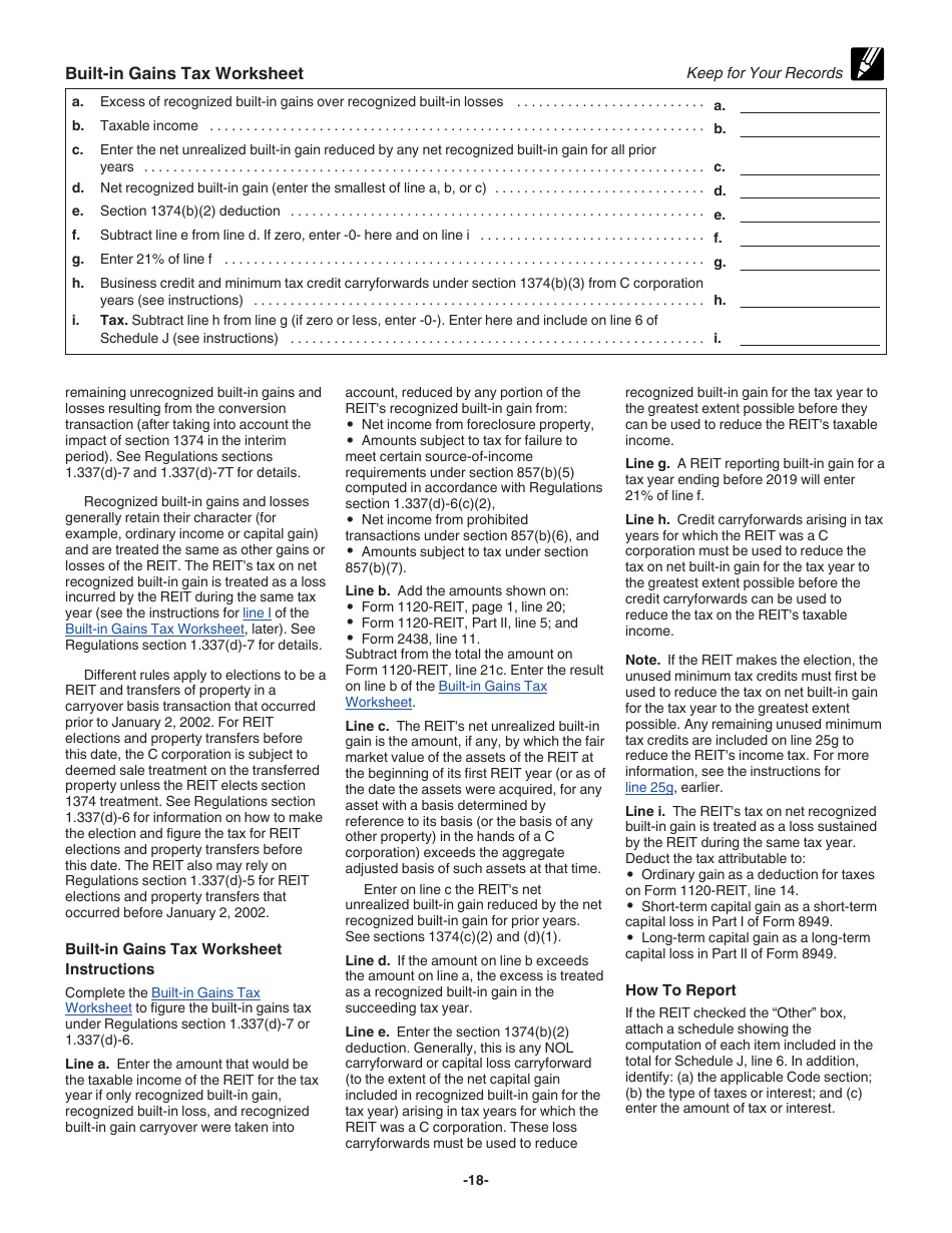 Instructions for IRS Form 1120-REIT U.S. Income Tax Return for Real Estate Investment Trusts, Page 18