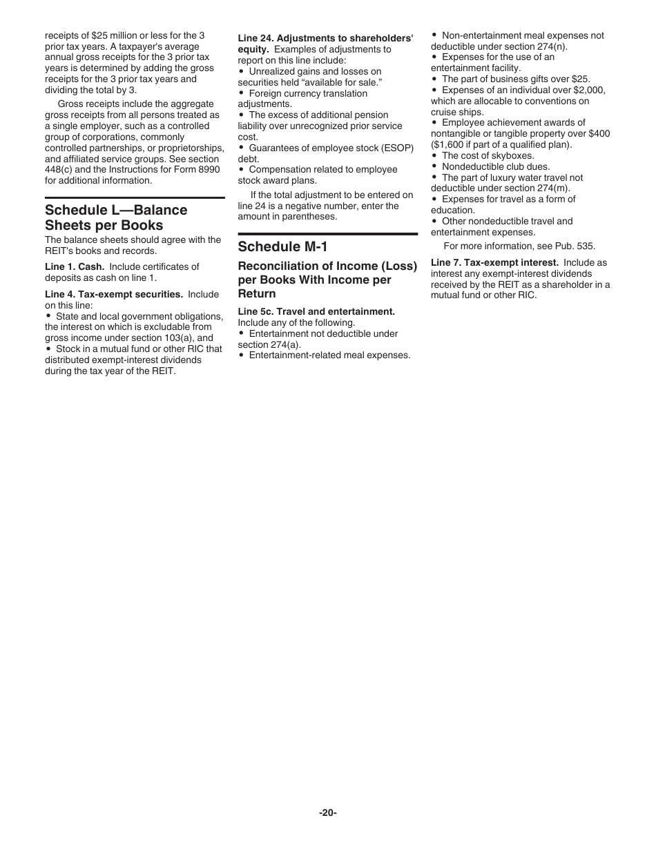 Instructions for IRS Form 1120-REIT U.S. Income Tax Return for Real Estate Investment Trusts, Page 20