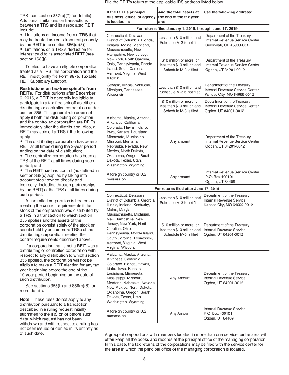 Instructions for IRS Form 1120-REIT U.S. Income Tax Return for Real Estate Investment Trusts, Page 3