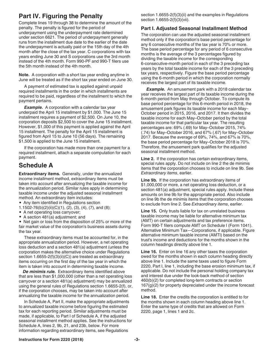 Instructions for IRS Form 2220 Underpayment of Estimated Tax by Corporations, Page 3