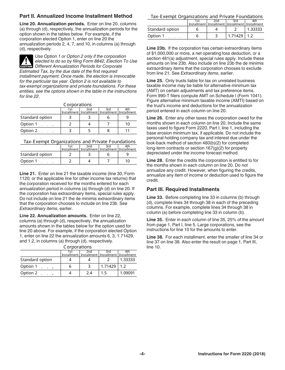 Instructions for IRS Form 2220 Underpayment of Estimated Tax by Corporations, Page 4