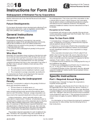 Document preview: Instructions for IRS Form 2220 Underpayment of Estimated Tax by Corporations
