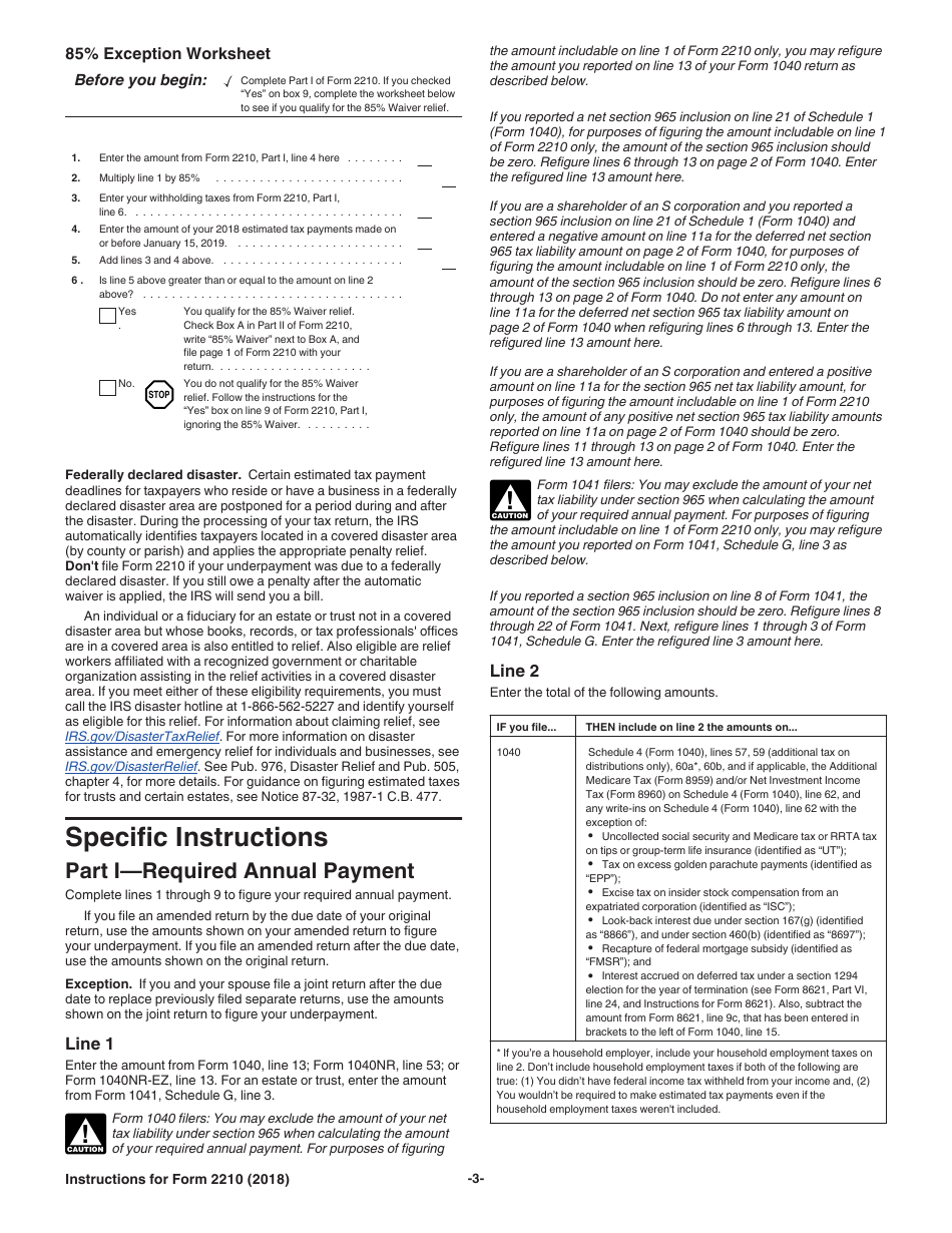 Instructions for IRS Form 2210 Underpayment of Estimated Tax by Individuals, Estates, and Trusts, Page 3