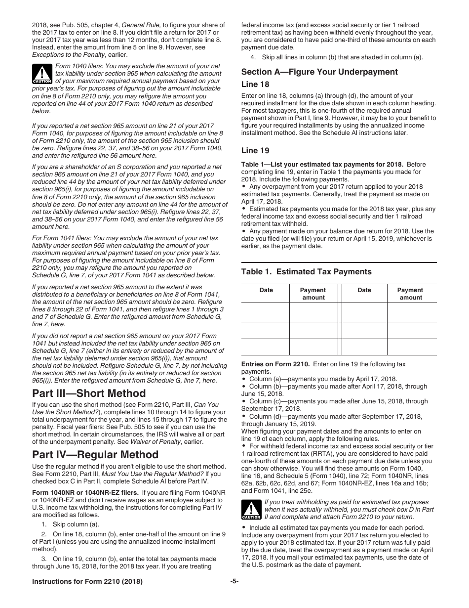 Instructions for IRS Form 2210 Underpayment of Estimated Tax by Individuals, Estates, and Trusts, Page 5