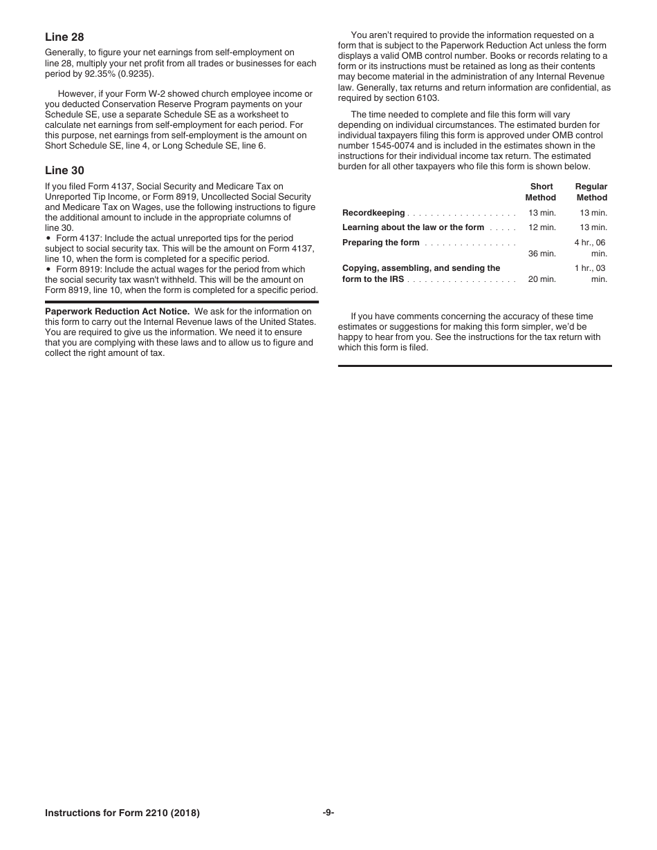Instructions for IRS Form 2210 Underpayment of Estimated Tax by Individuals, Estates, and Trusts, Page 9