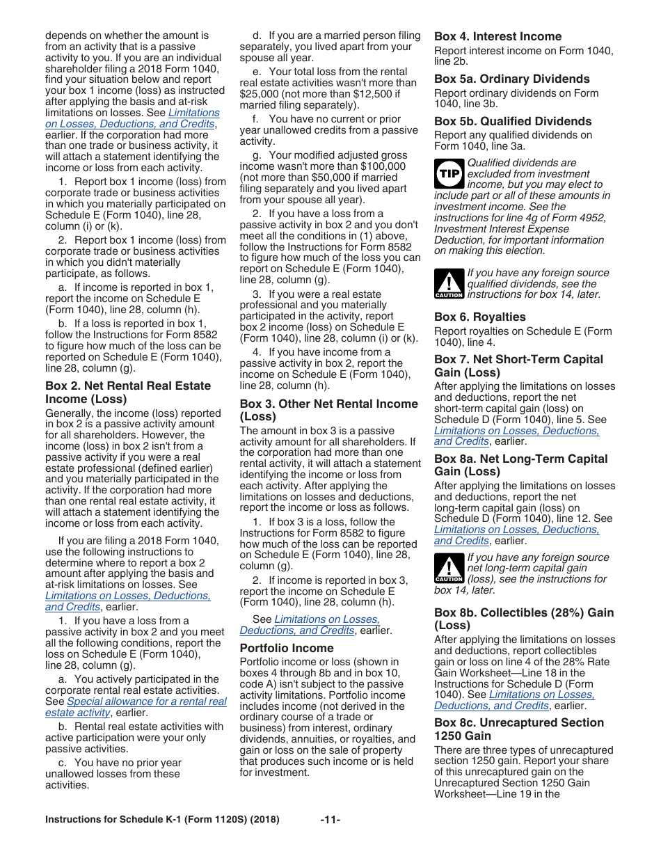 Instructions for IRS Form 1120S Schedule K-1 Shareholders Share of Income, Deductions, Credits, Etc. (For Shareholders Use Only), Page 11
