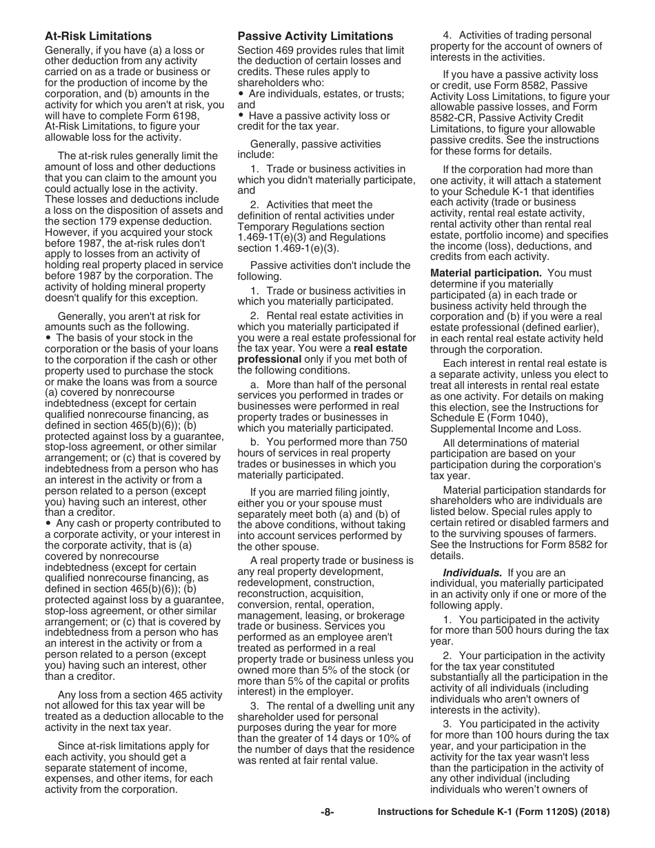 Instructions for IRS Form 1120S Schedule K-1 Shareholders Share of Income, Deductions, Credits, Etc. (For Shareholders Use Only), Page 8