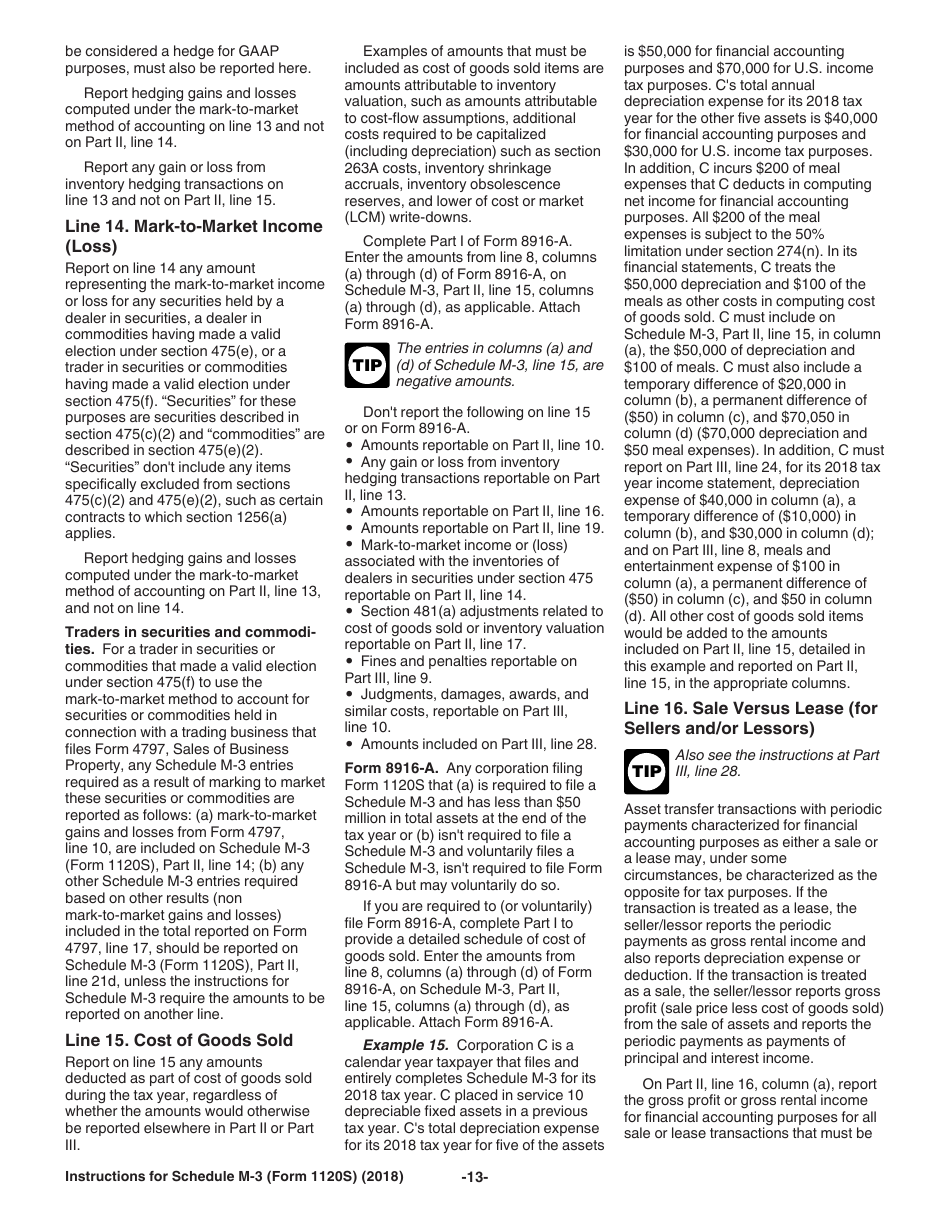 Instructions for IRS Form 1120S Schedule M-3 Net Income (Loss) Reconciliation for S Corporations With Total Assets of $10 Million or More, Page 13