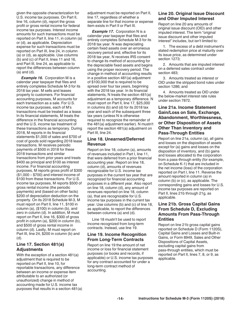 Instructions for IRS Form 1120S Schedule M-3 Net Income (Loss) Reconciliation for S Corporations With Total Assets of $10 Million or More, Page 14