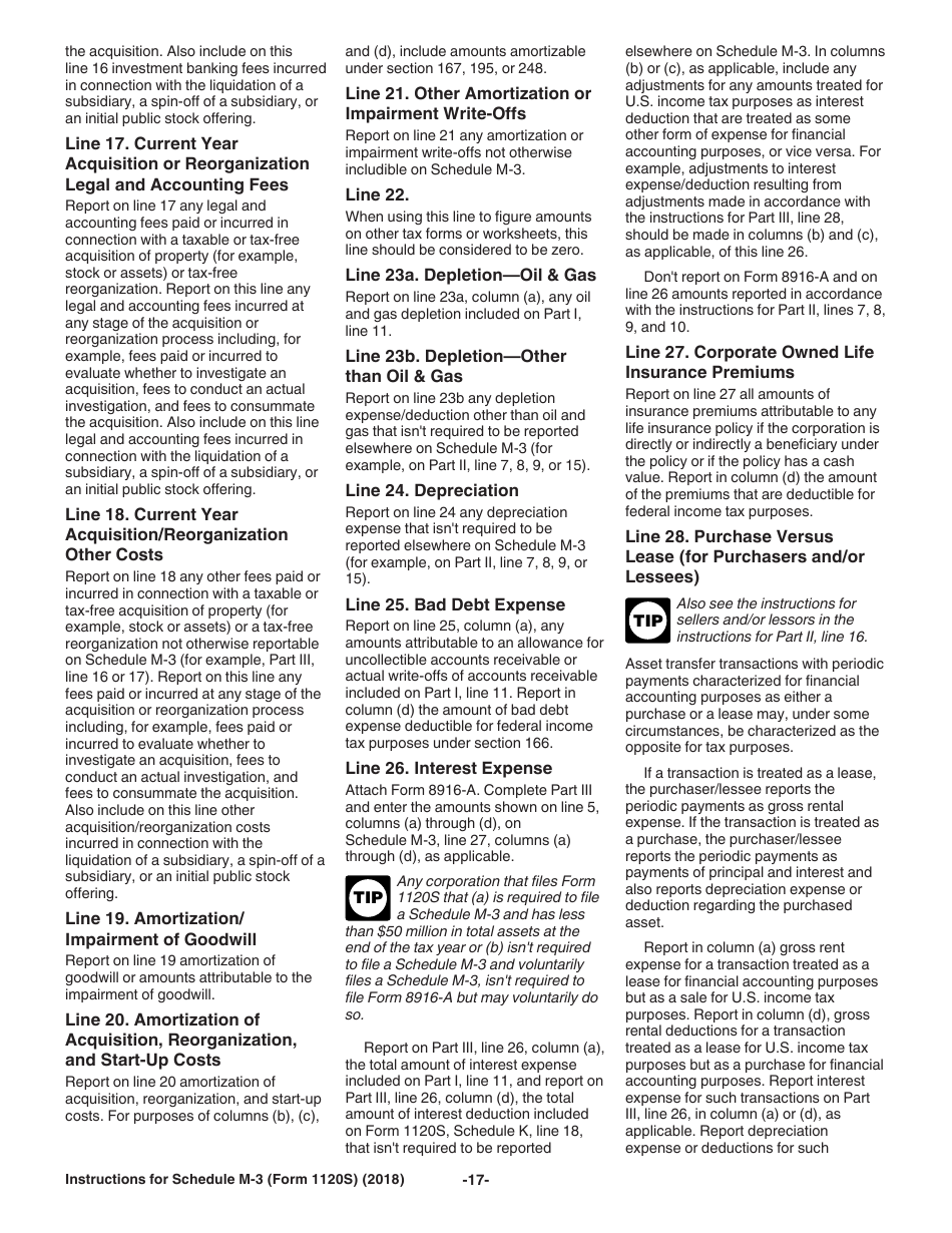 Instructions for IRS Form 1120S Schedule M-3 Net Income (Loss) Reconciliation for S Corporations With Total Assets of $10 Million or More, Page 17