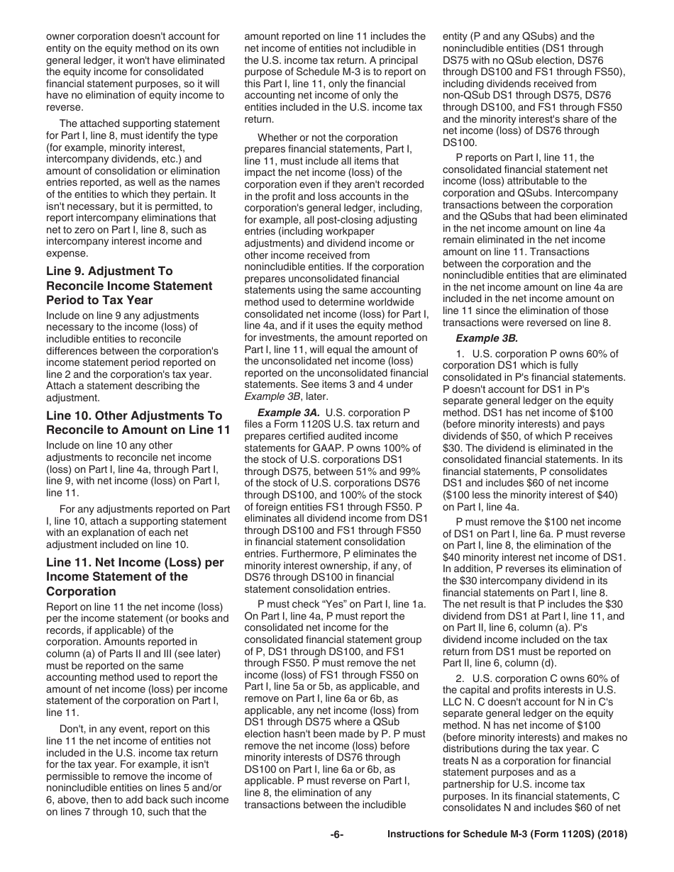Instructions for IRS Form 1120S Schedule M-3 Net Income (Loss) Reconciliation for S Corporations With Total Assets of $10 Million or More, Page 6