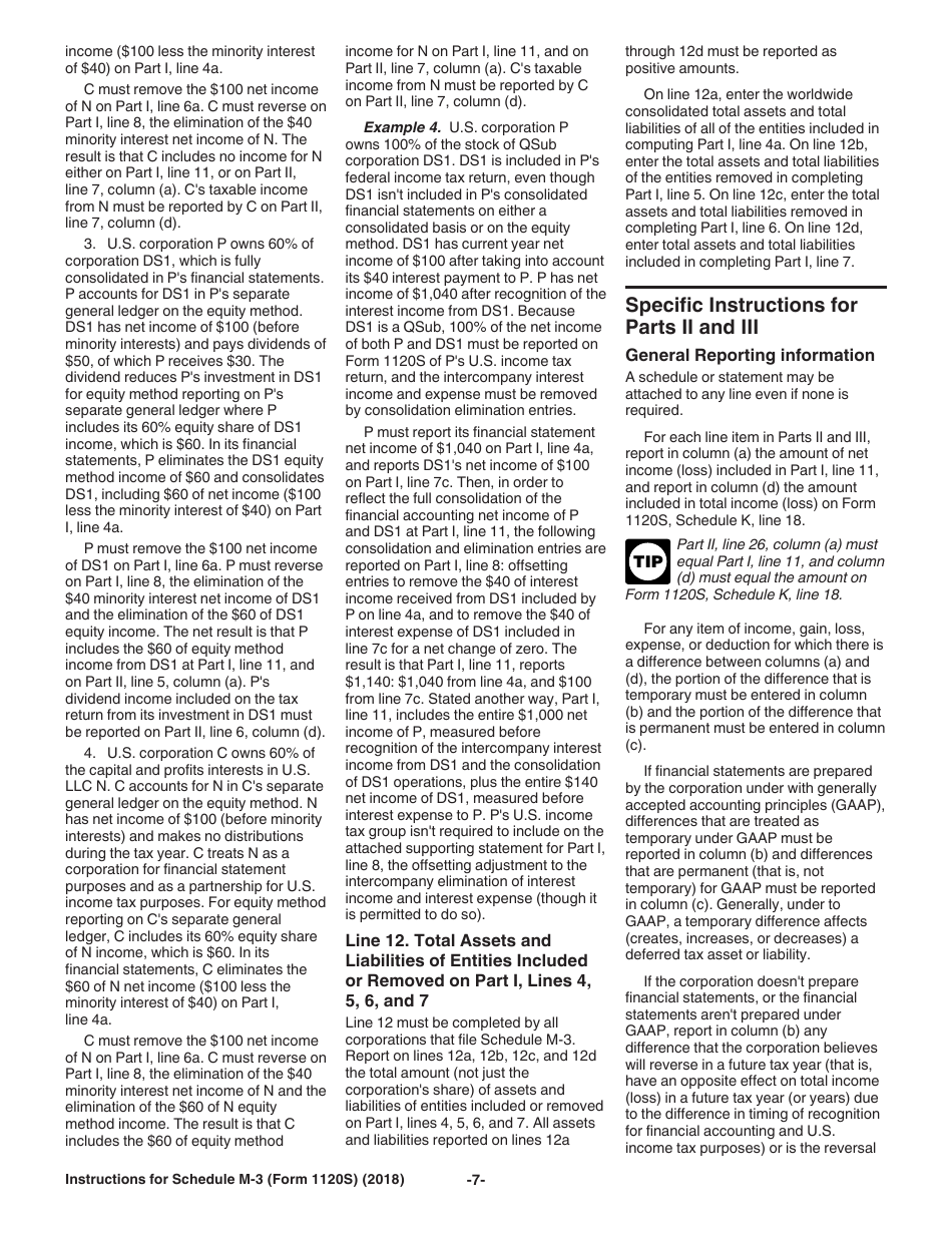 Instructions for IRS Form 1120S Schedule M-3 Net Income (Loss) Reconciliation for S Corporations With Total Assets of $10 Million or More, Page 7