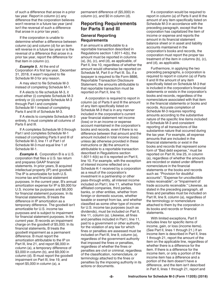 Instructions for IRS Form 1120S Schedule M-3 Net Income (Loss) Reconciliation for S Corporations With Total Assets of $10 Million or More, Page 8