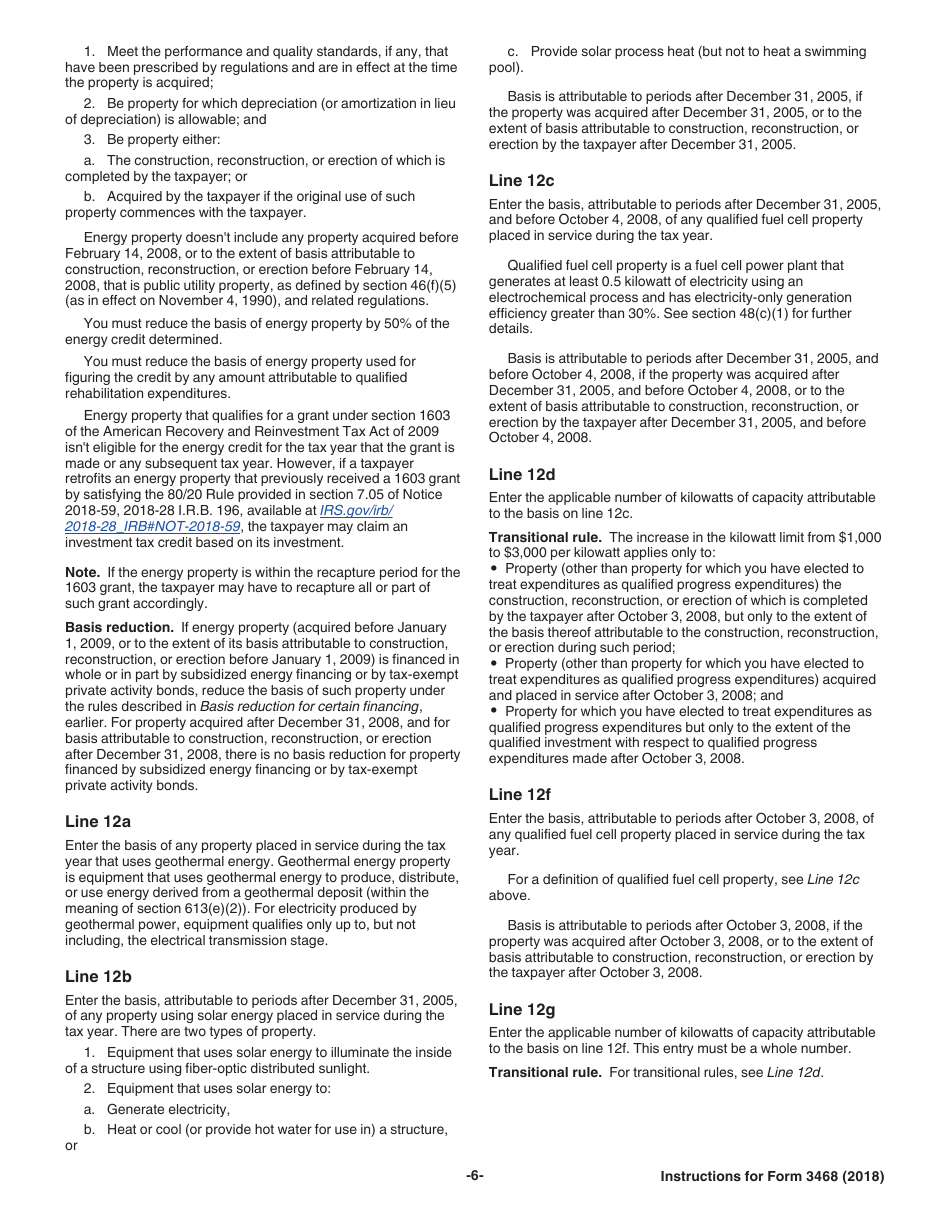 Instructions for IRS Form 3468 Investment Credit, Page 6