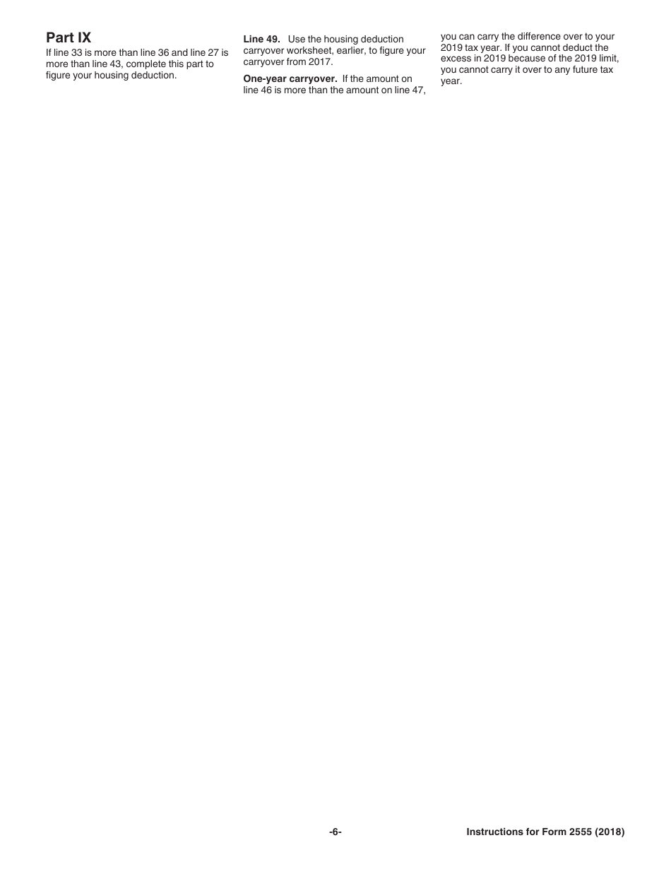 Instructions for IRS Form 2555 Foreign Earned Income, Page 6