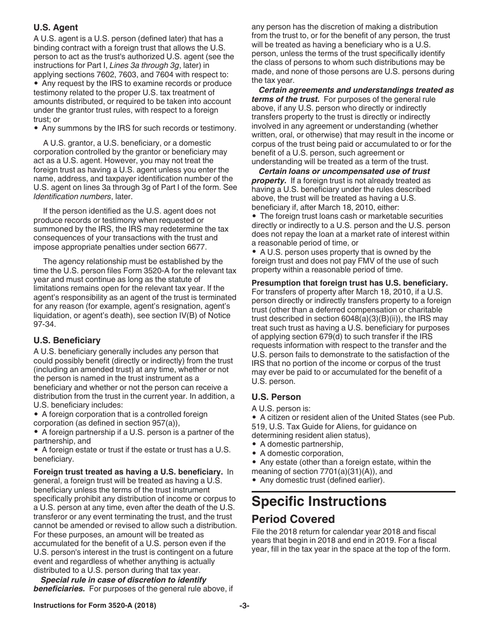 Instructions for IRS Form 3520-A Annual Information Return of Foreign Trust With a U.S. Owner, Page 3
