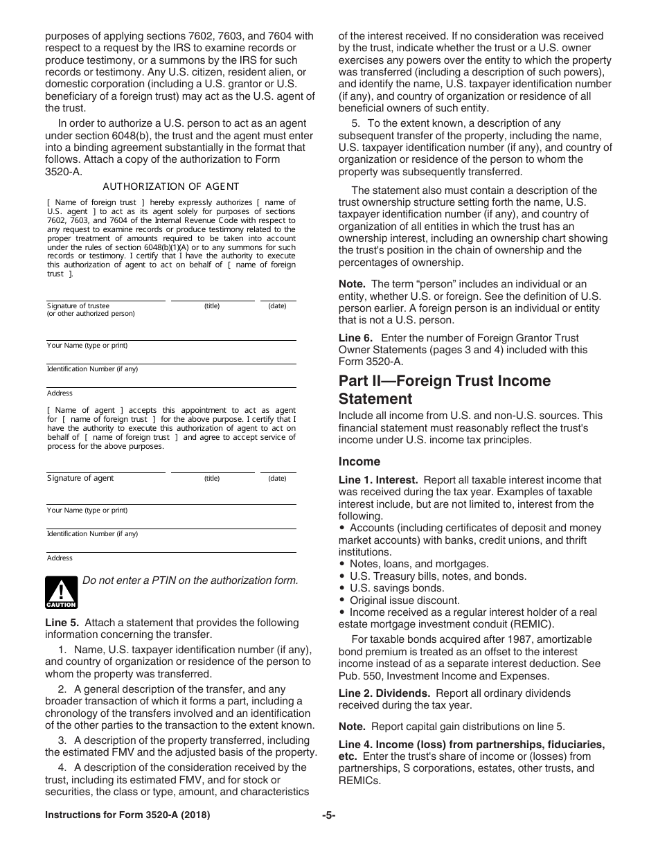 Instructions for IRS Form 3520-A Annual Information Return of Foreign Trust With a U.S. Owner, Page 5
