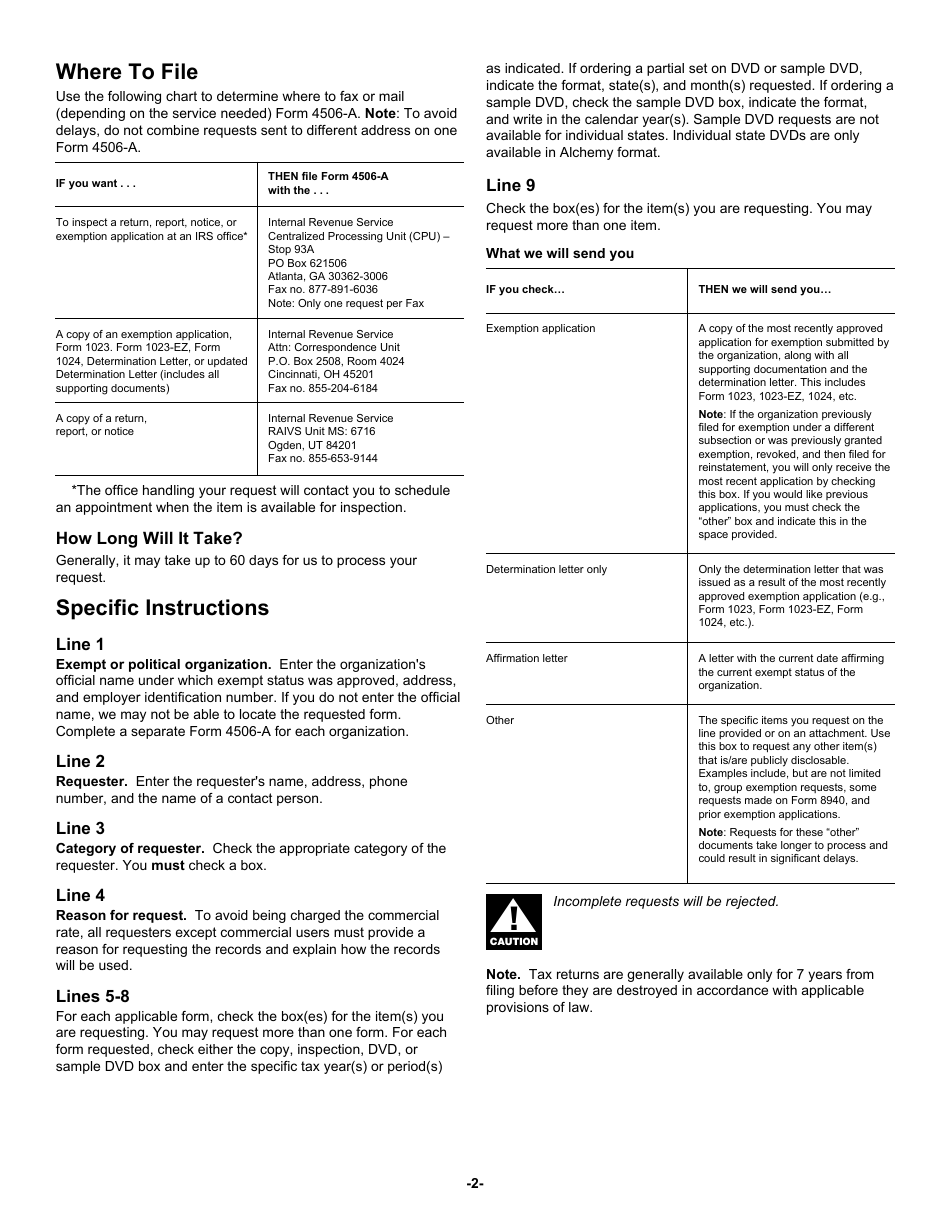 Download Instructions For IRS Form 4506-A Request For Public Inspection ...