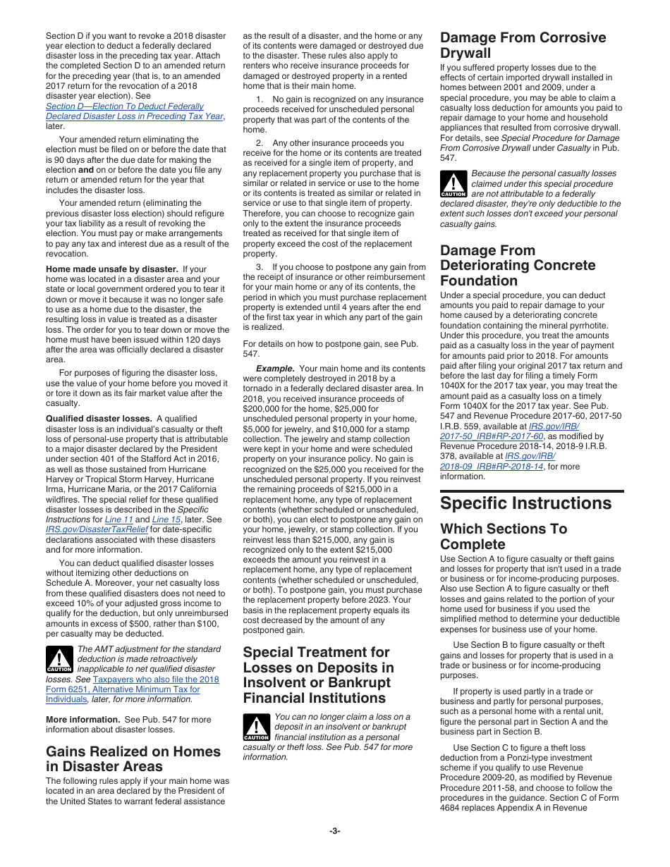 Instructions for IRS Form 4684 Casualties and Thefts, Page 3