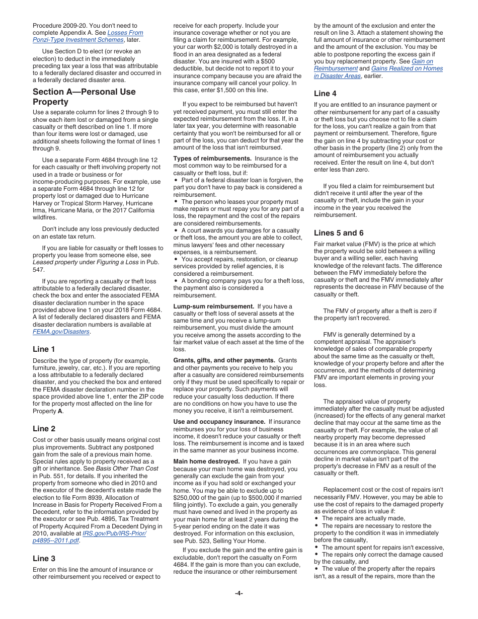 Instructions for IRS Form 4684 Casualties and Thefts, Page 4